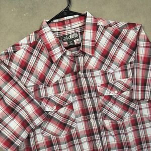 Canyon Guide Outfitters‎ Western Shirt Mens 2X Red Plaid Pearl Snap Excellent